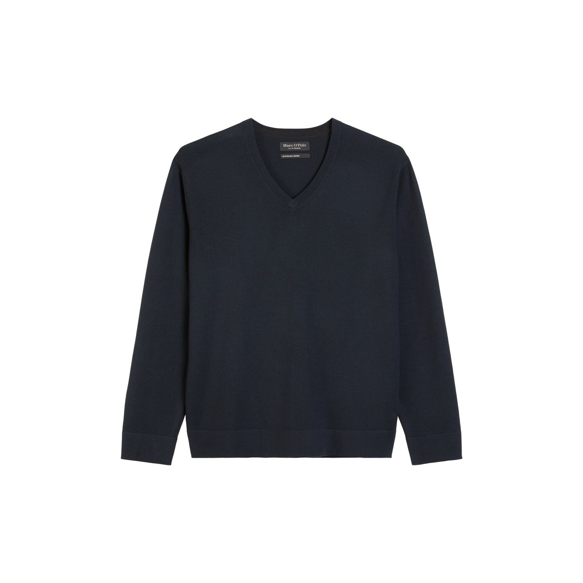 Pull-over regular en laine mérinos douce bleu foncé, MARC O'POLO