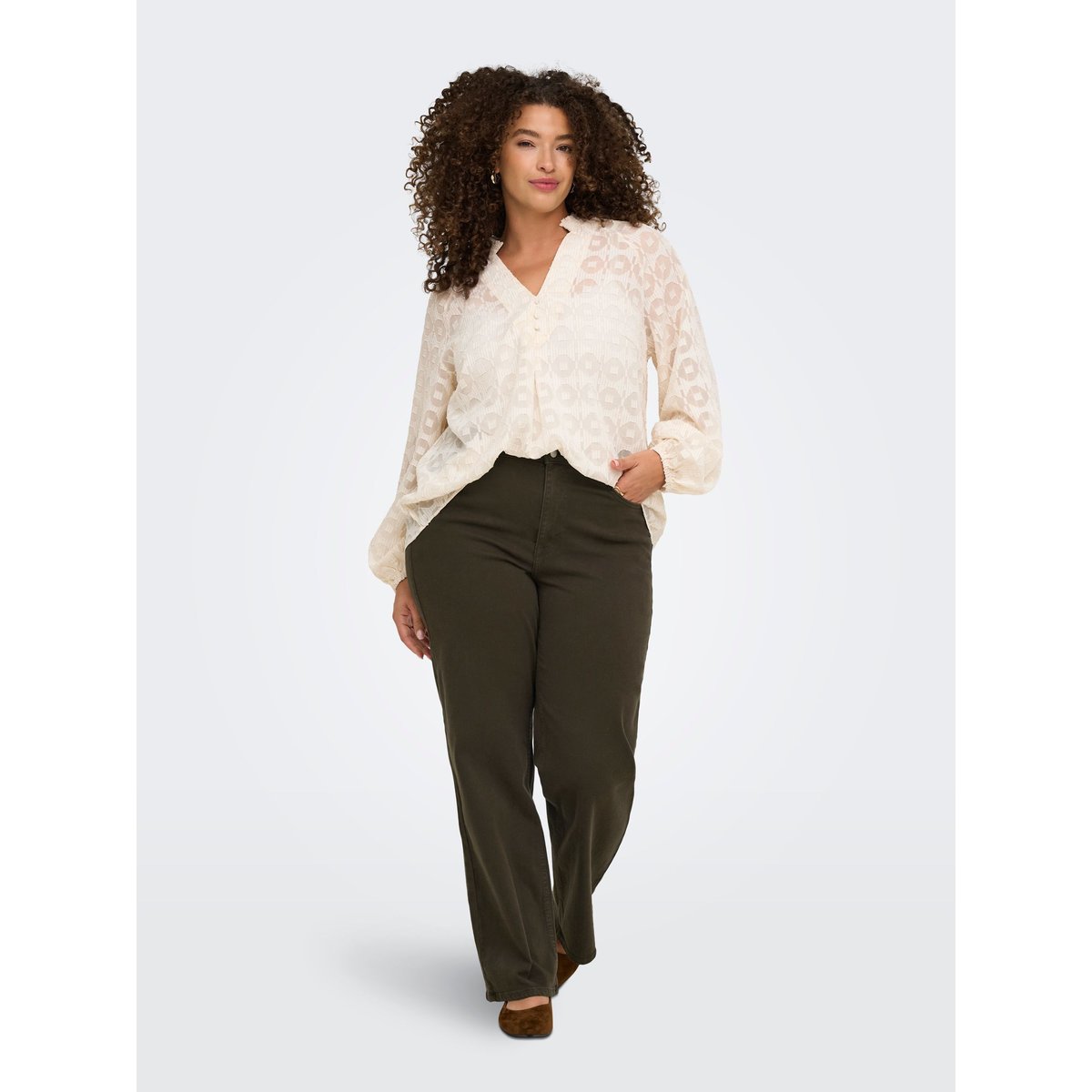 Jean À Jambe Large marron - dark brown denim, ONLY CARMAKOMA