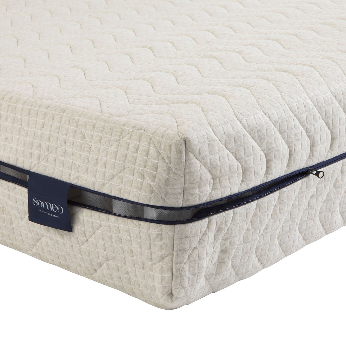 Matelas éco-responsable ressorts et latex naturel Aube 600 ecru, SOMEO