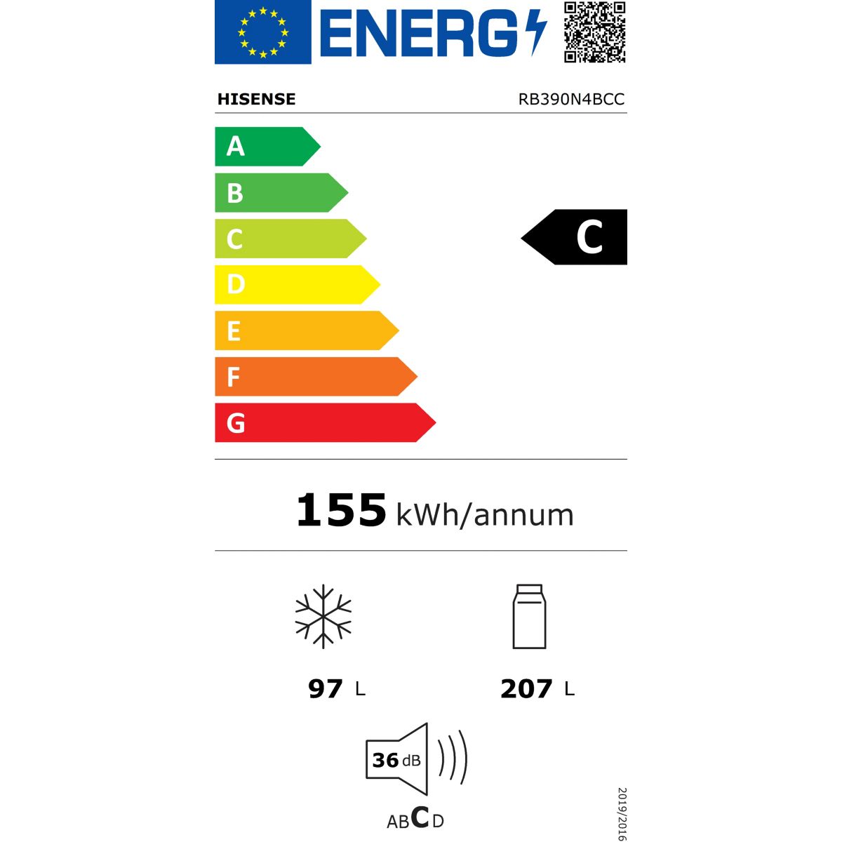 Réfrigérateur combiné RB390N4BCC couleur unique, HISENSE