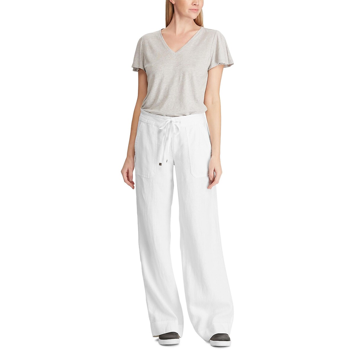 Pantalon large en lin, JOVONIE blanc, LAUREN RALPH LAUREN