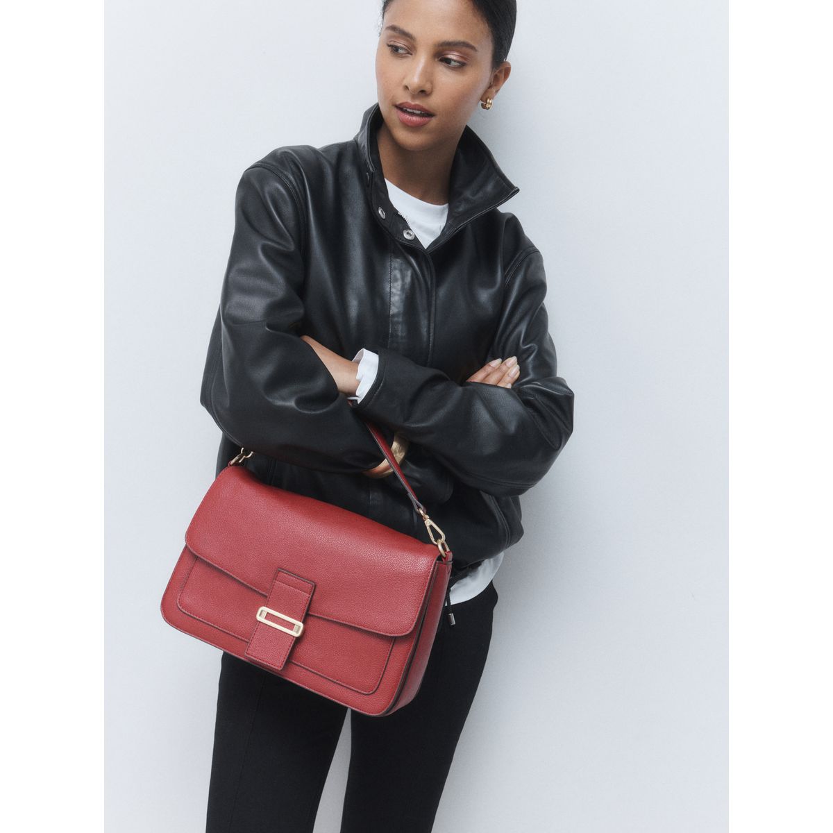 Grand sac à main détail métallique rouge, NEXT