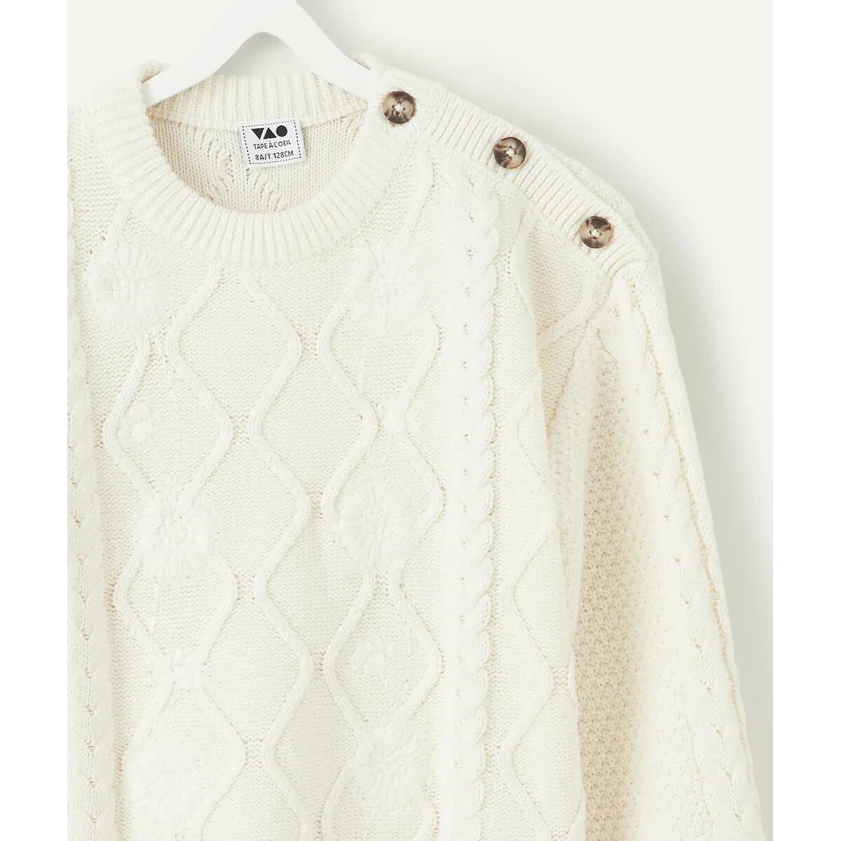 Cable Knit Jumper ecru , TAPE A L'OEIL