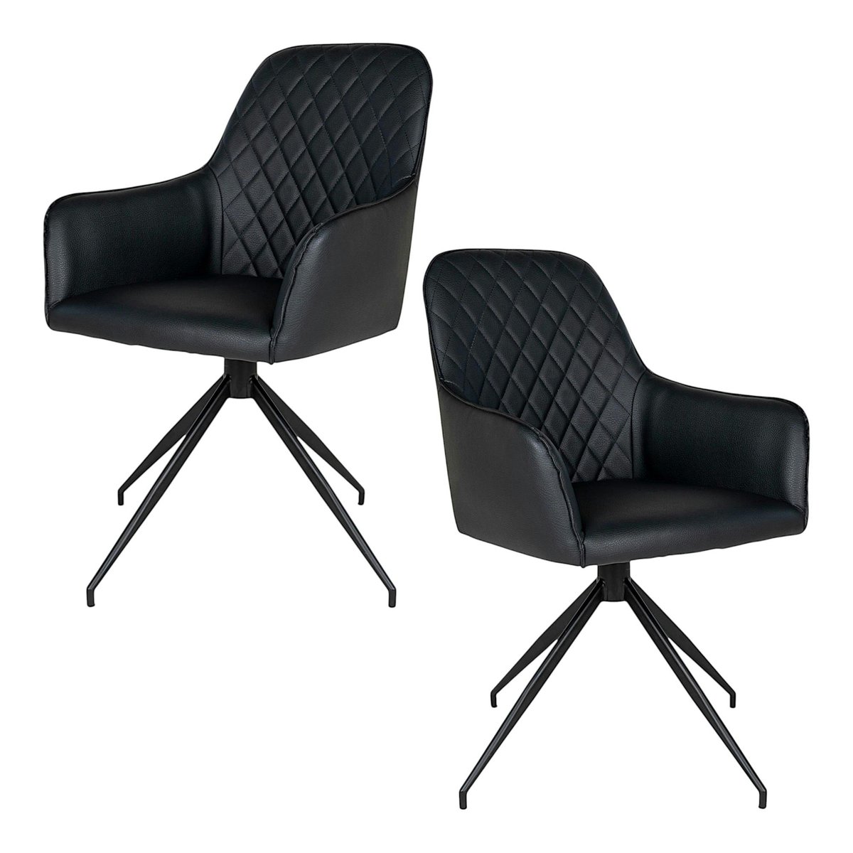 Chaise pivotante avec accoudoirs (lot de 2) SAVONE noir, PIER IMPORT