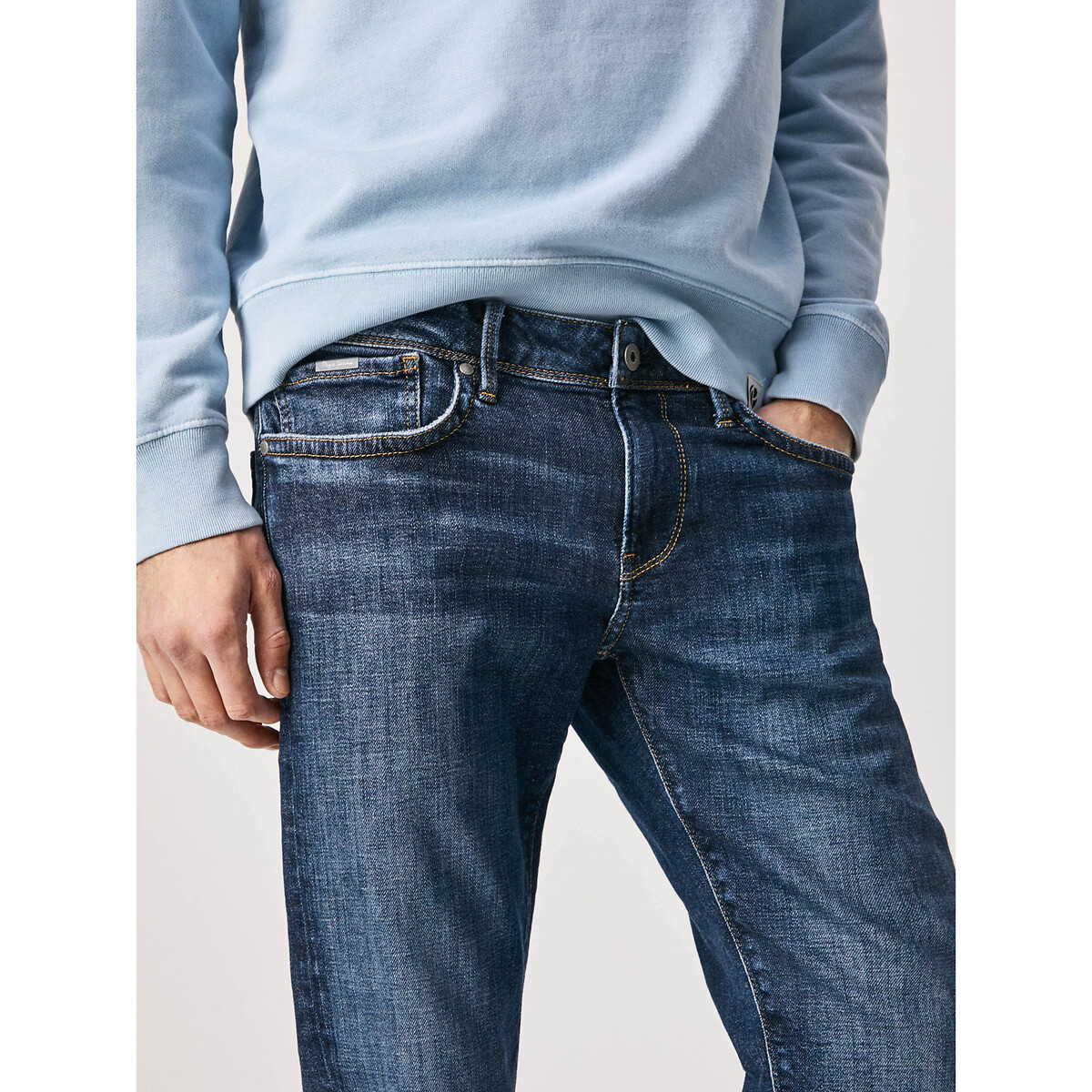 Jean slim stretch Hatch bleu foncé, PEPE JEANS