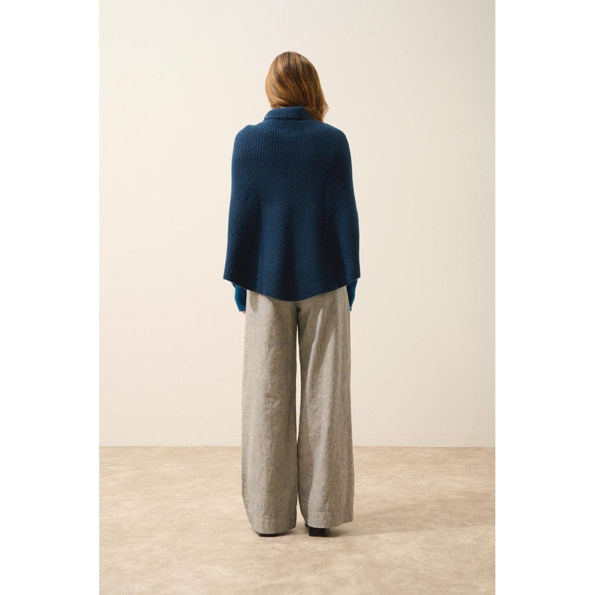 Cape Col Montant 6 Fils Bleu Pétrole Huaraz bleu foncé, JUST CASHMERE