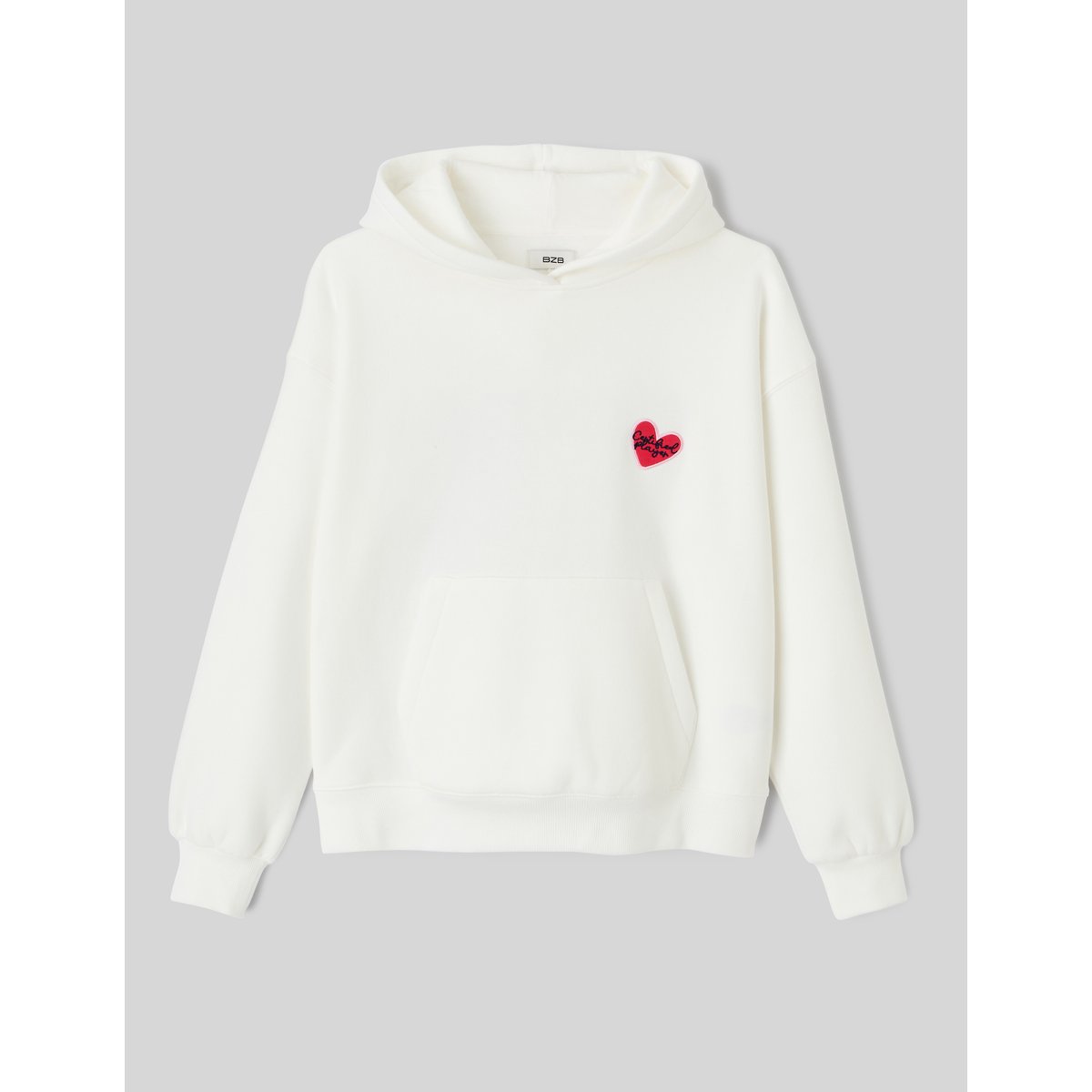 Sweat col capuche imprimé devant / dos blanc écru, BZB