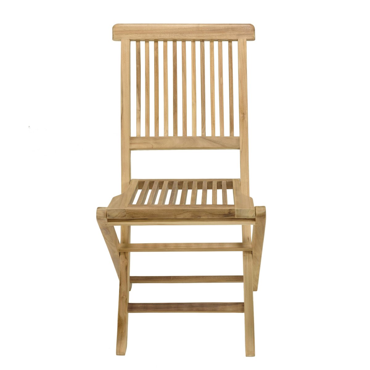 Salon de jardin teck brut table pieds en croix 180/240 + 6 chaises bord droit SUMMER bois naturel, PIER IMPORT