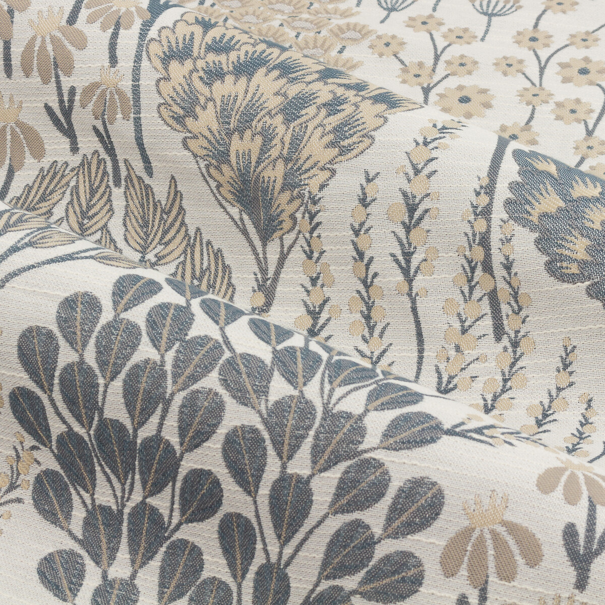 Ophelia Pencil Pleat Curtains blue print, WYLDER