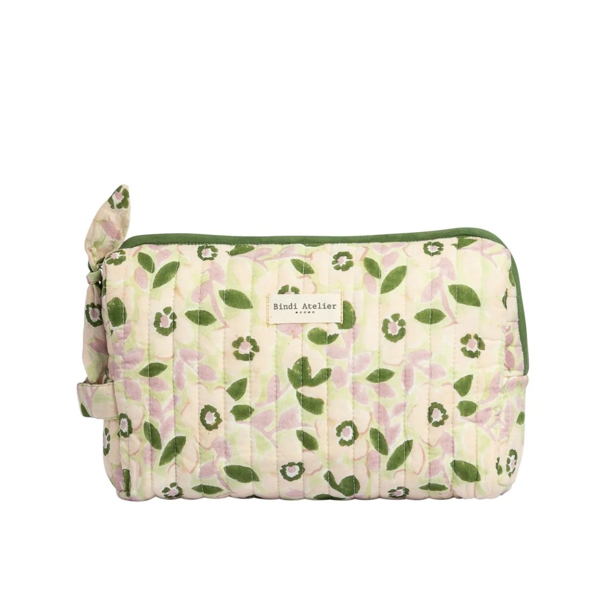 Trousse de toilette en coton Amelia vert green, BINDI ATELIER