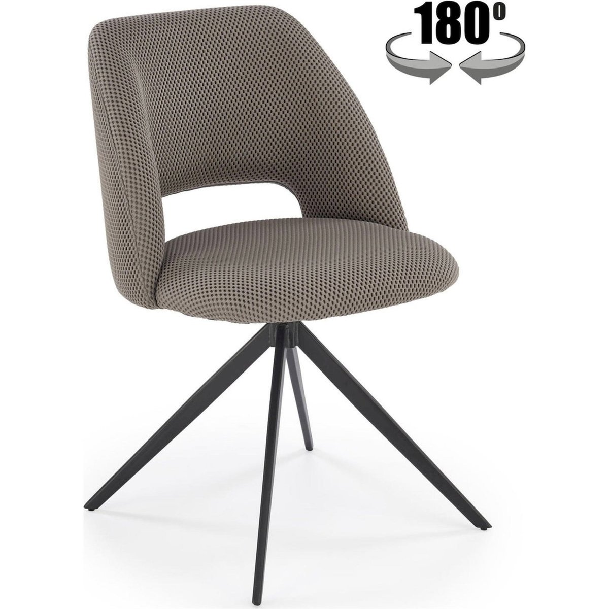 Chaise pivotante VERSELDE en tissu gris cendré et noir, RECOLLECTION