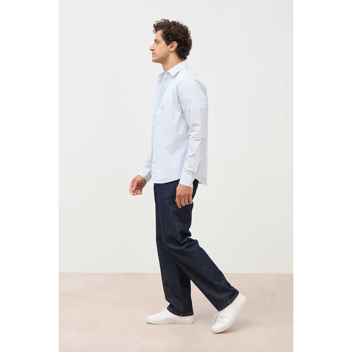 Chemise col classique manches longues gris foncé, BONOBO