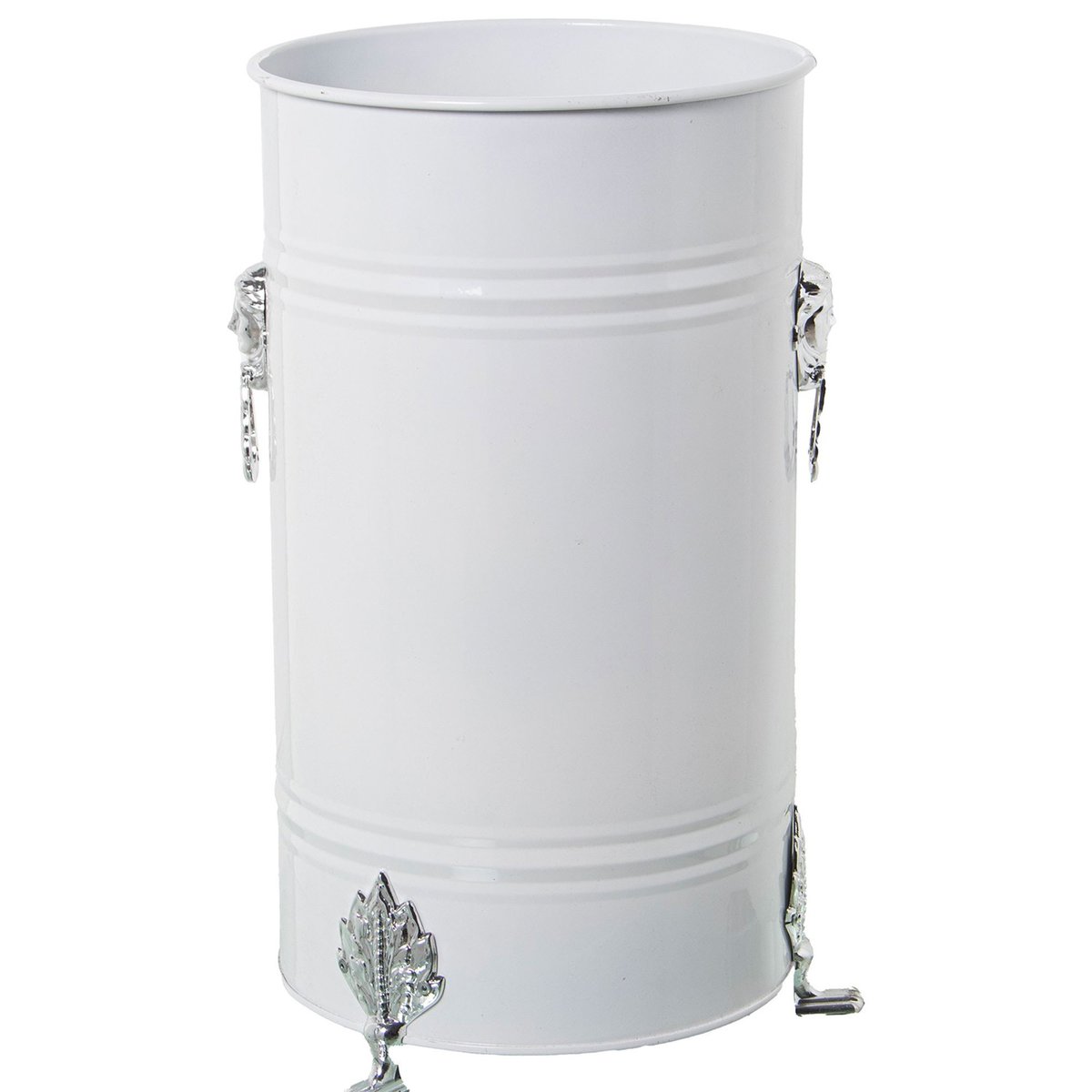 Porte parapluie rond en métal blanc et argenté 23x23x43cm blanc, WADIGA