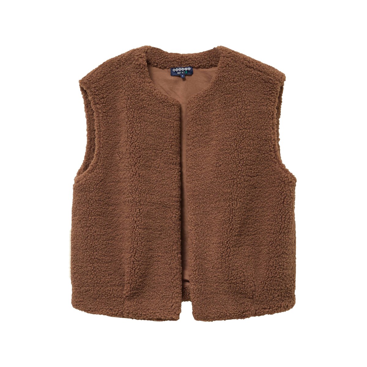 Gilet sans manches bouclette col rond marron, BONOBO