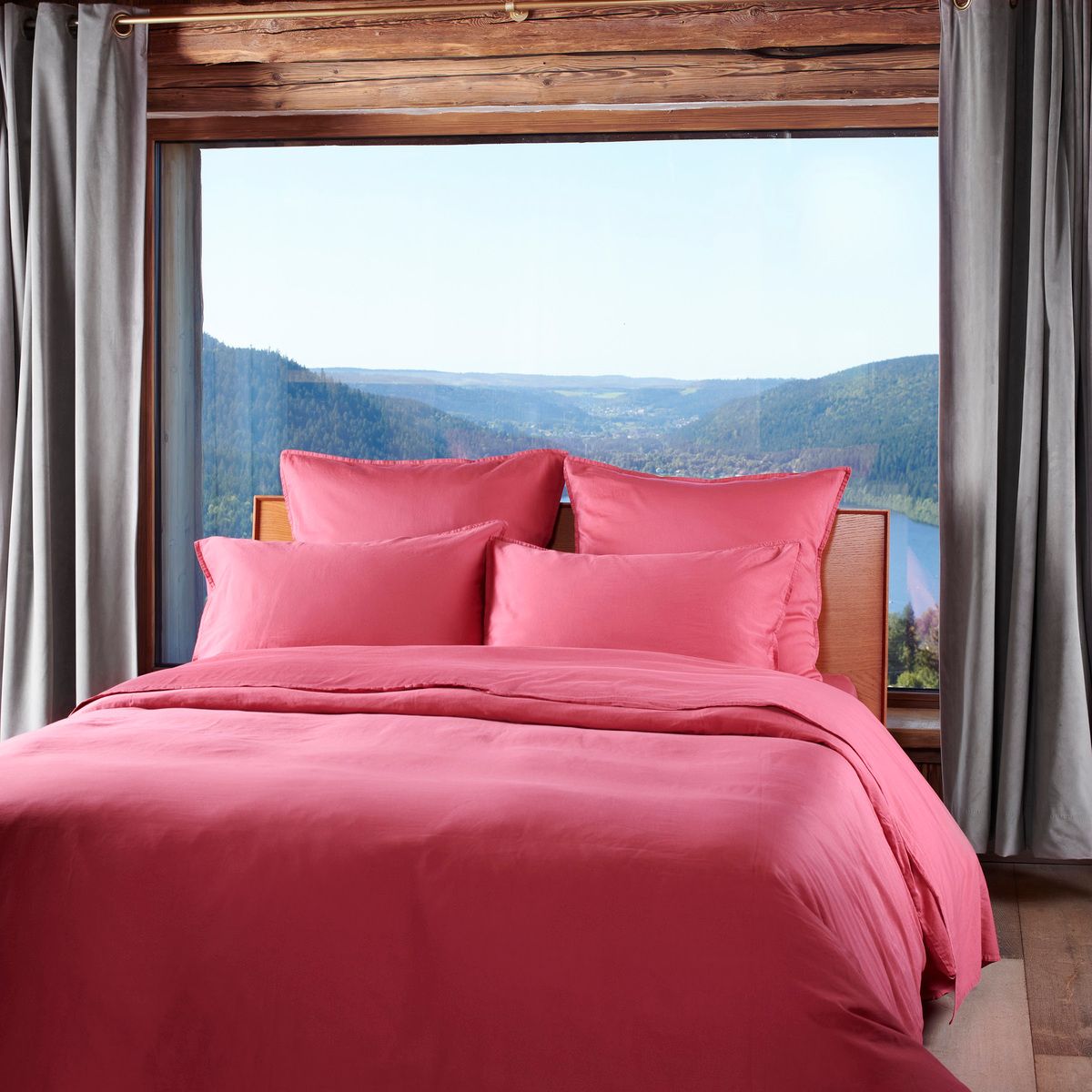 Housse De Couette Satin Lavé - SATIN LAVE framboise, TRADITION DES VOSGES