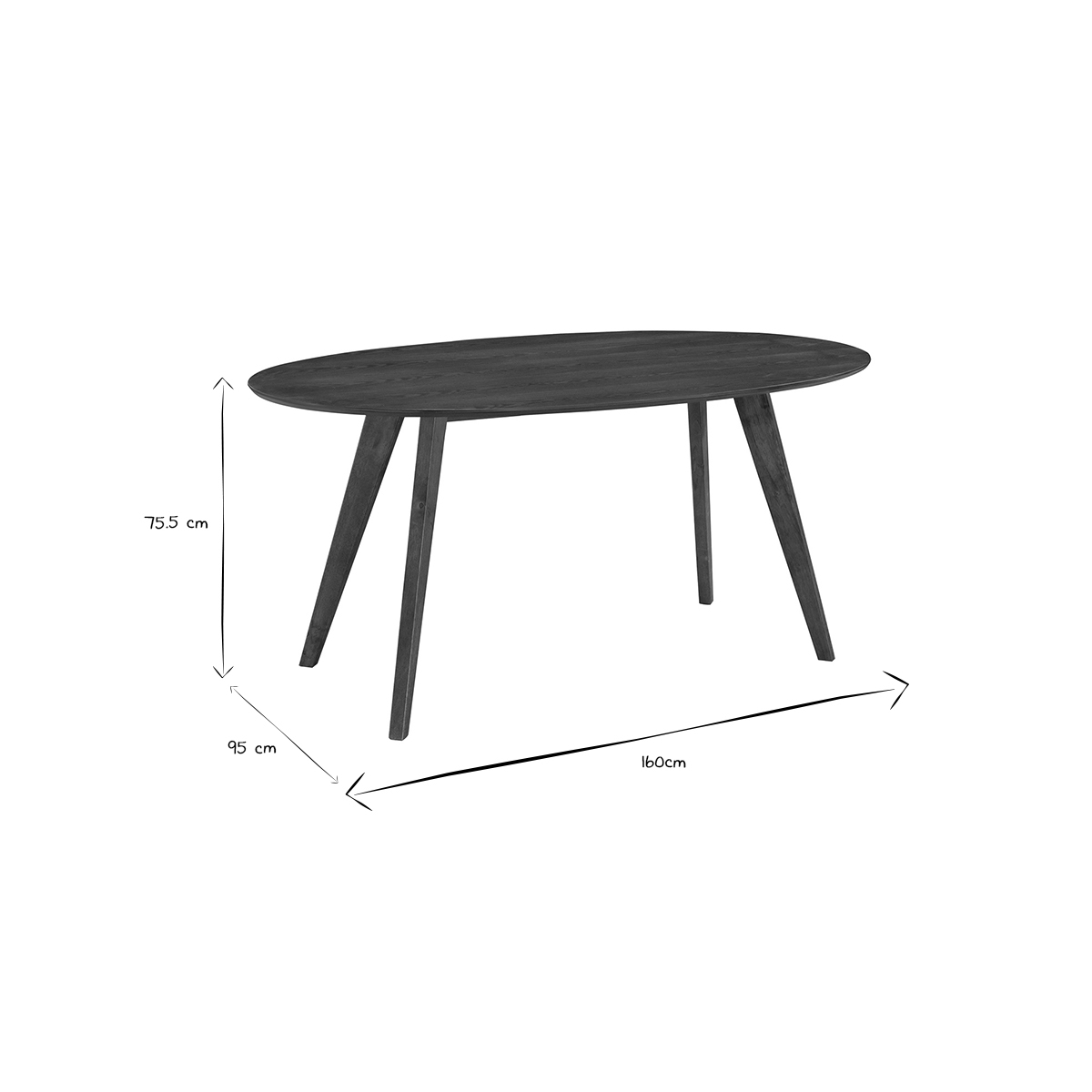 Table à manger scandinave ovale L160 cm MARIK noyer, MILIBOO