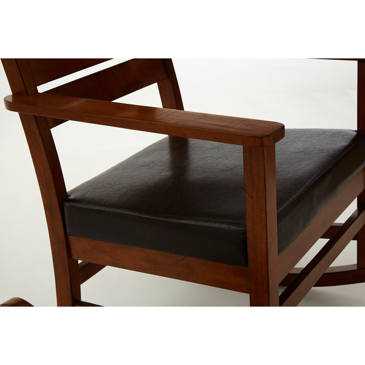 Brackstone Hevea Wood and Leather Rocking Chair brown , SO'HOME