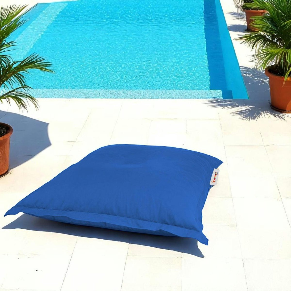 Coussin pouf de jardin 100x100 imperméable ARTA bleu, PIER IMPORT