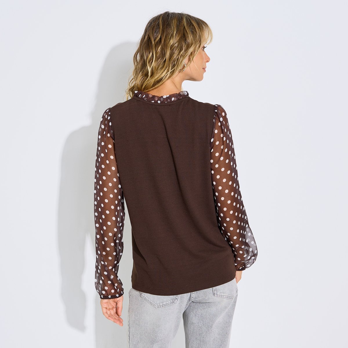 T-shirt manche voile marron chocolat, GRAIN DE MALICE
