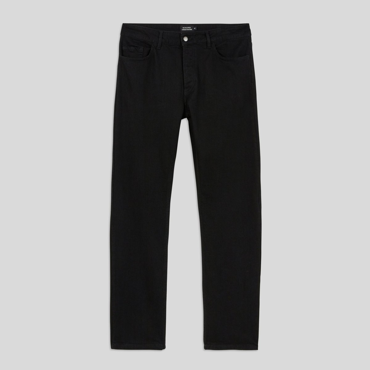 Jean straight contenant du coton BIO noir, MONOPRIX
