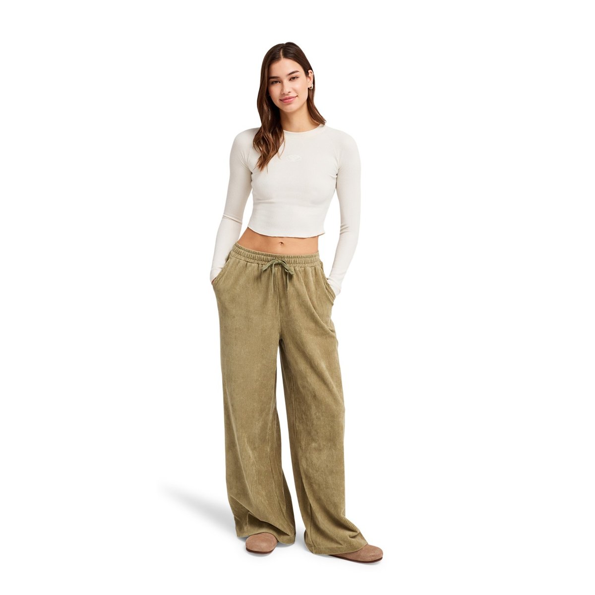 Easy Wear/Coupe confortable - Pantalon en velours côtelé LEKEITIO KNIT. vert oil green, ROXY