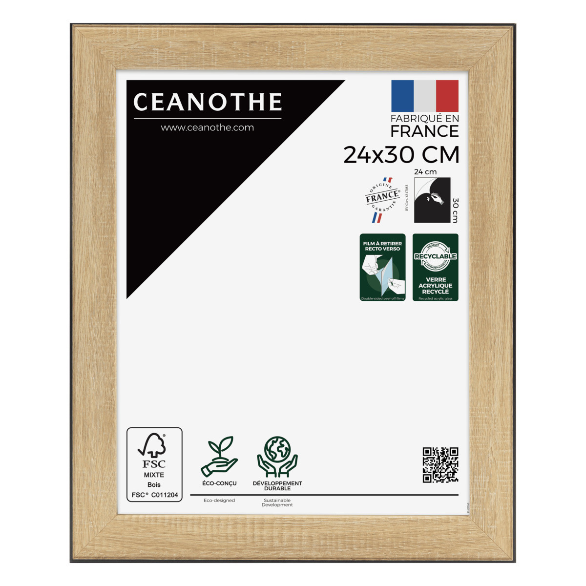 Cadre Photo En Résine Recyclée NEWTON noir, CEANOTHE