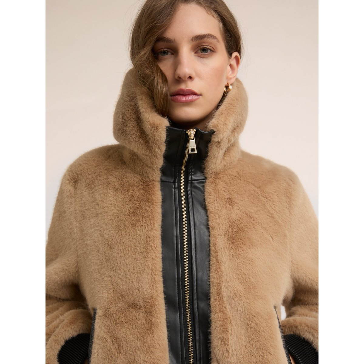 Veste effet peluche beige, MOTIVI