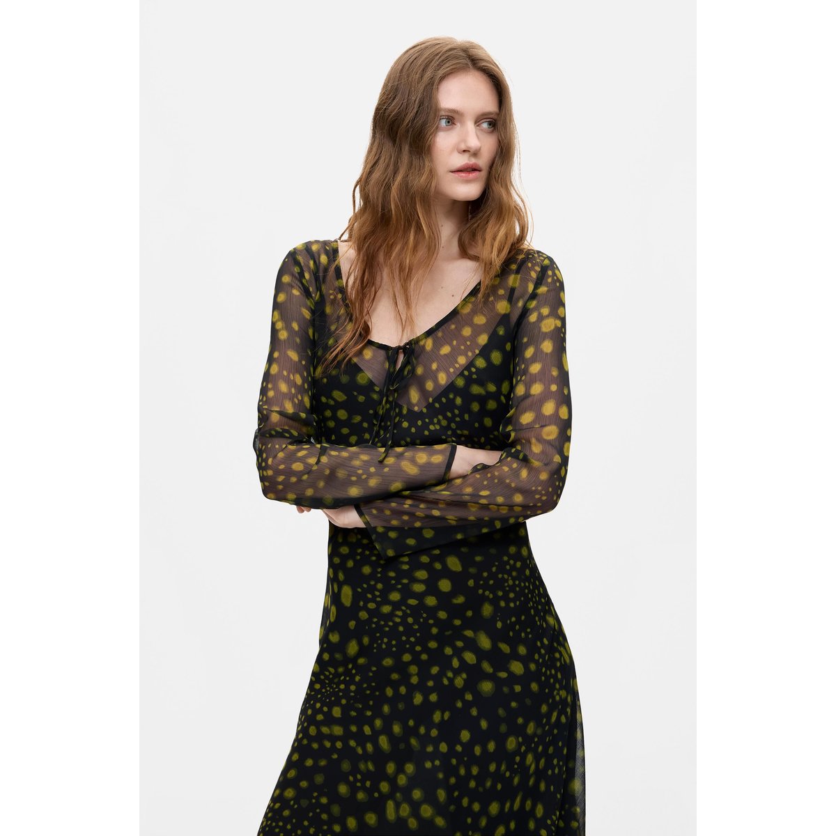 Robe midi à manches longues noir, DESIGUAL
