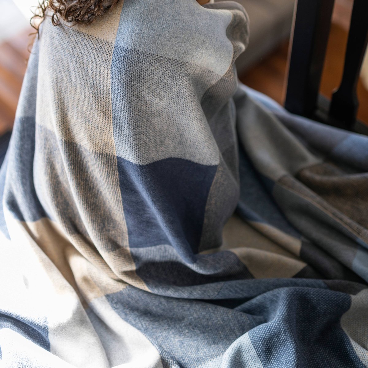 Couverture coton Cody bleu, BIEDERLACK