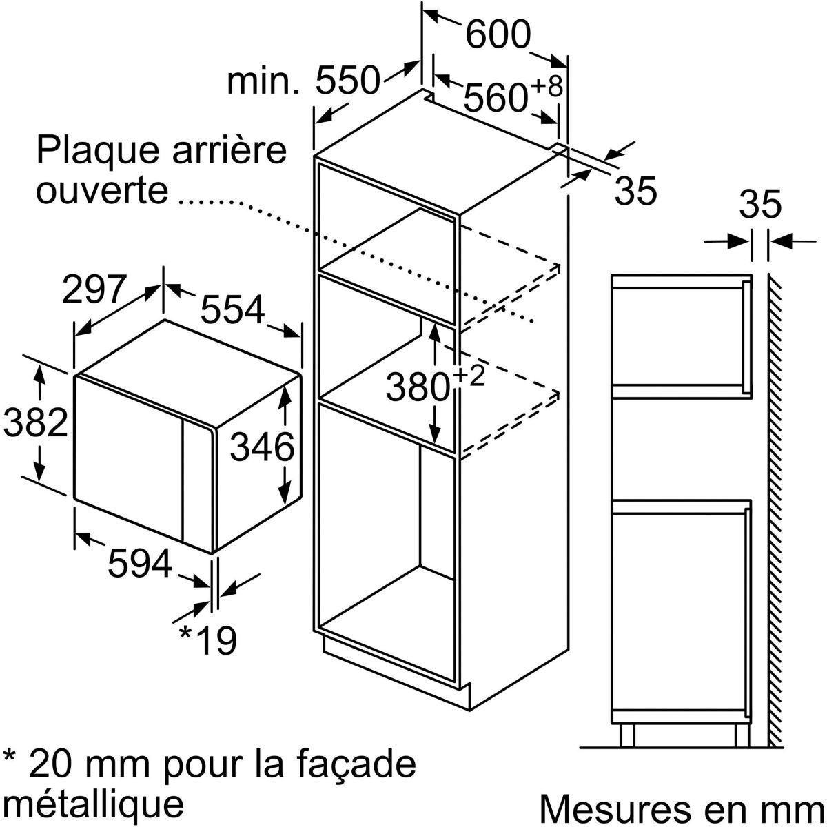 Micro ondes encastrable BE523LMB1 noir, SIEMENS