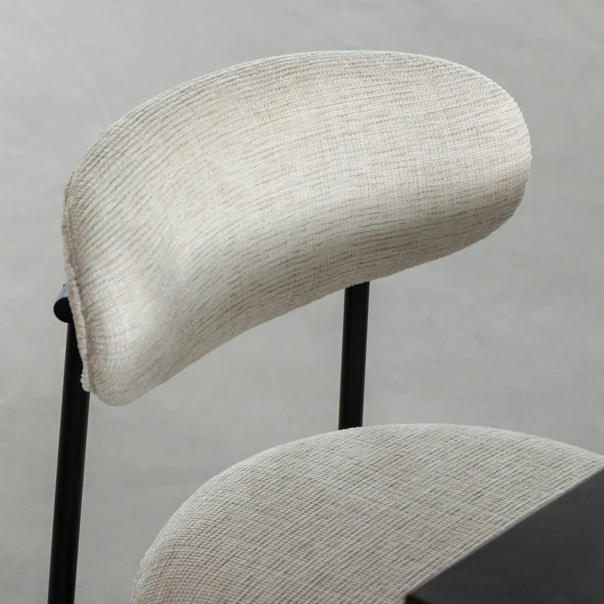Lot de 2 chaises en tissu et métal JANIS blanc, MADE IN MEUBLES 