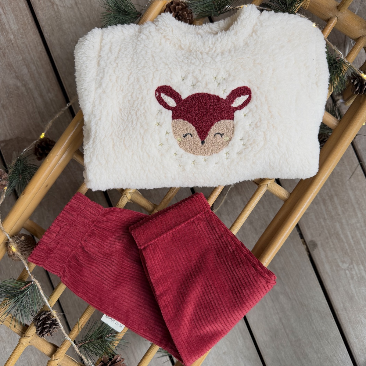 Pantalon bébé en velours côtelé Grace bordeaux, PETIT BEGUIN