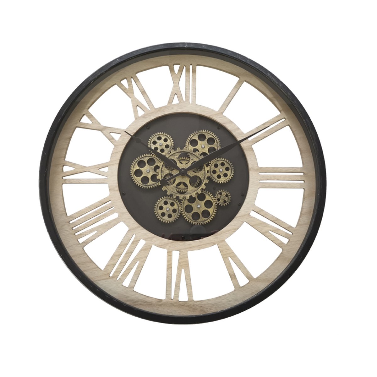Horloge mécanismes bois et métal 57cm beige, EMDE