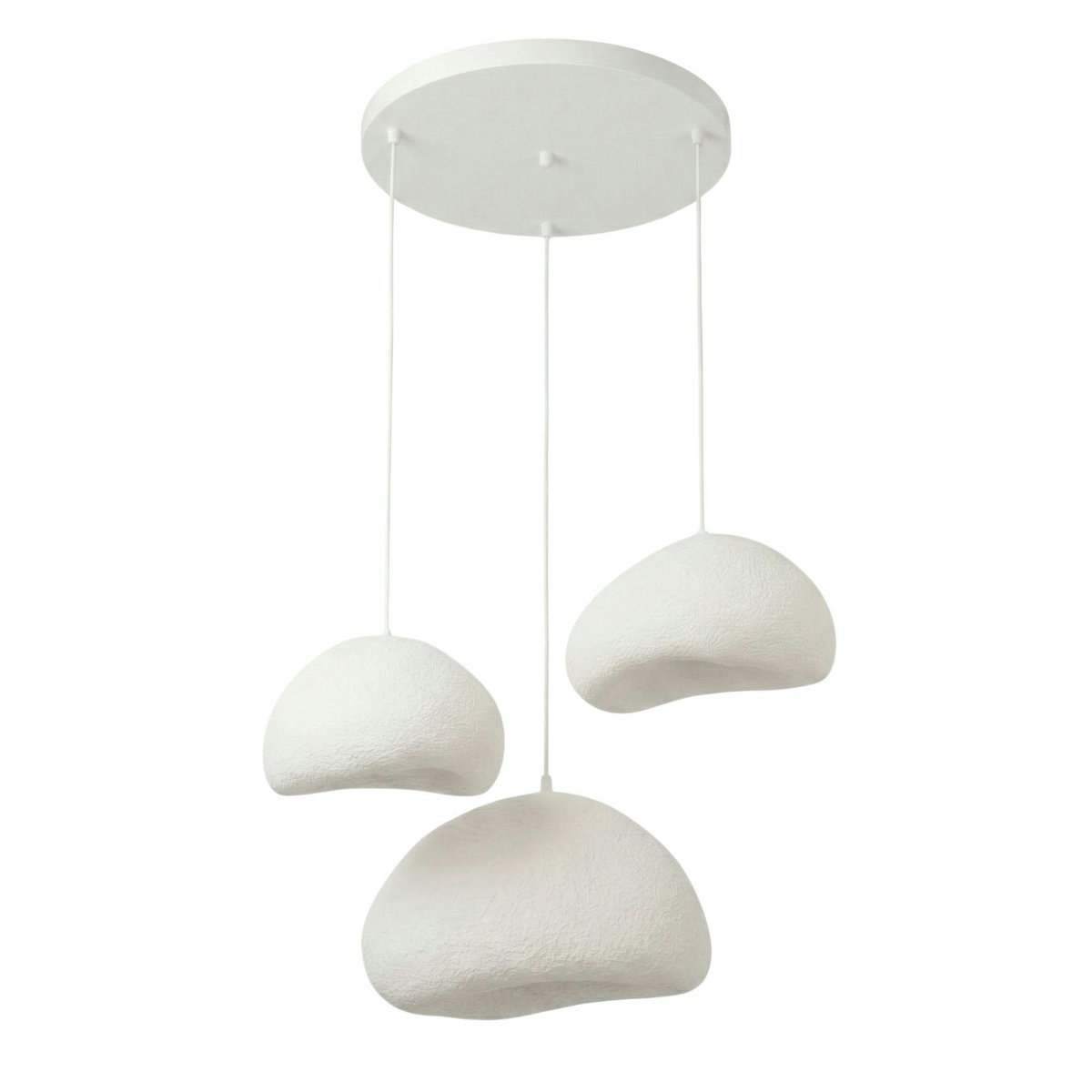 Suspension blanche étagée 3 abat-jour 82 cm NOXIS blanc, PIER IMPORT