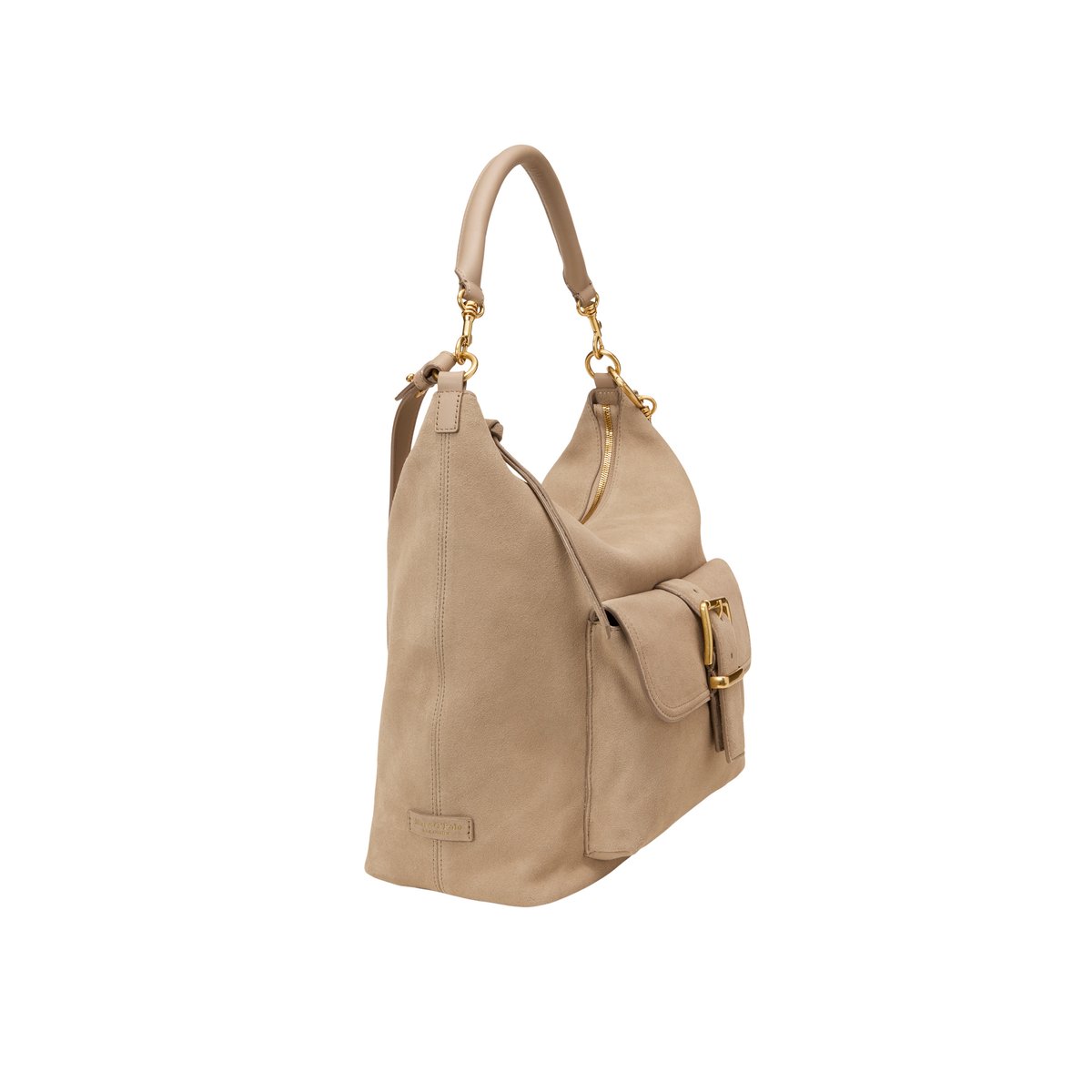 Sac à main en cuir de vachette velours doux marron clair, MARC O'POLO