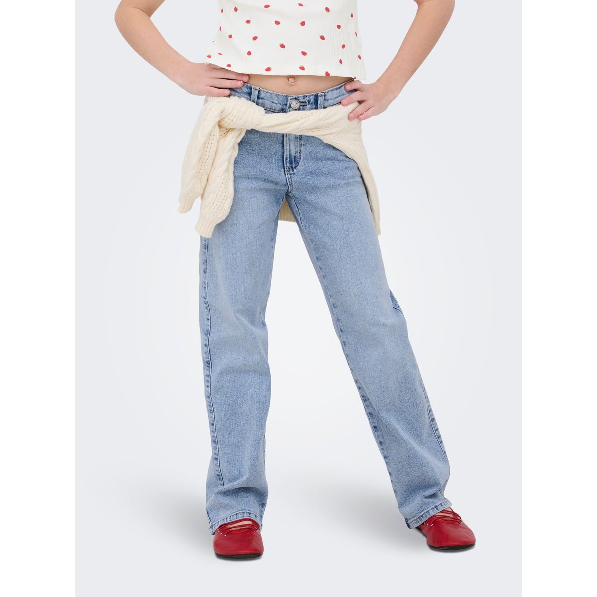 Jean À Jambe Large light blue denim 1, KIDS ONLY