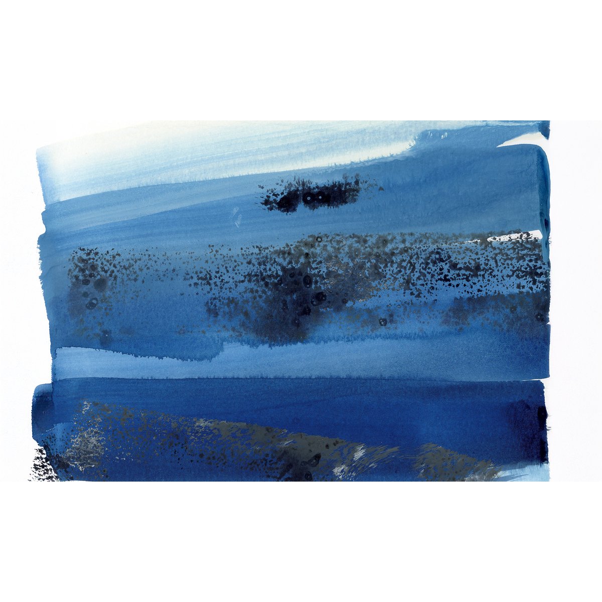 Tableau blue waves 02 en toile imprimée, 150x90 cm noir, ACTE DECO