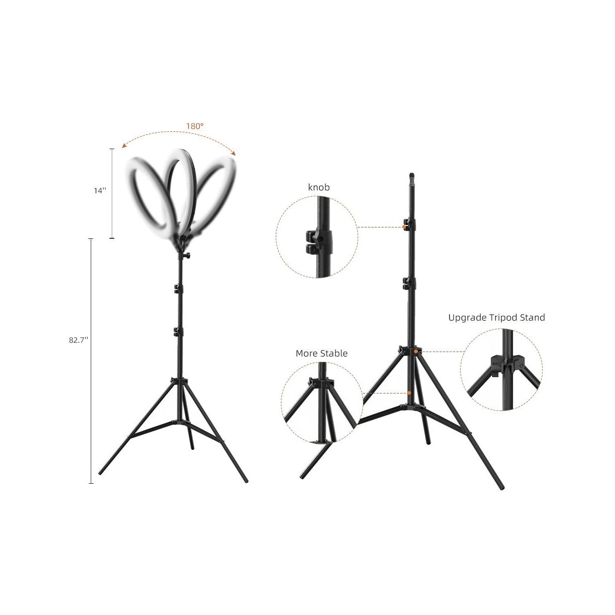 Ring light 14'' pour Smartphone / Vlog couleur unique, ESSENTIEL B