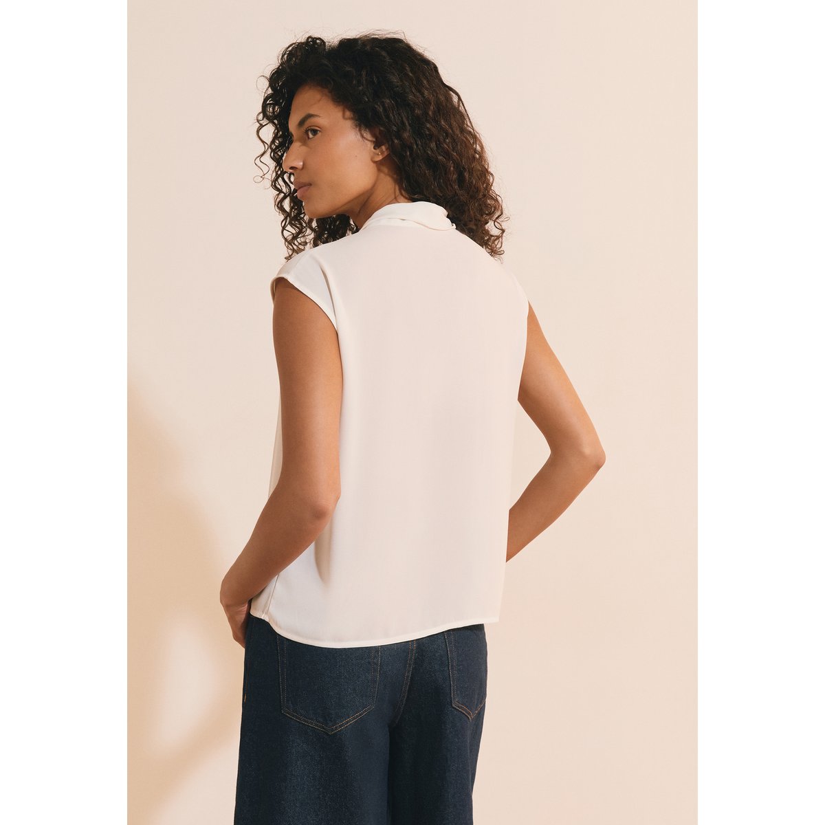 Blouse à col lavallière CAPUCIN perle, ETAM