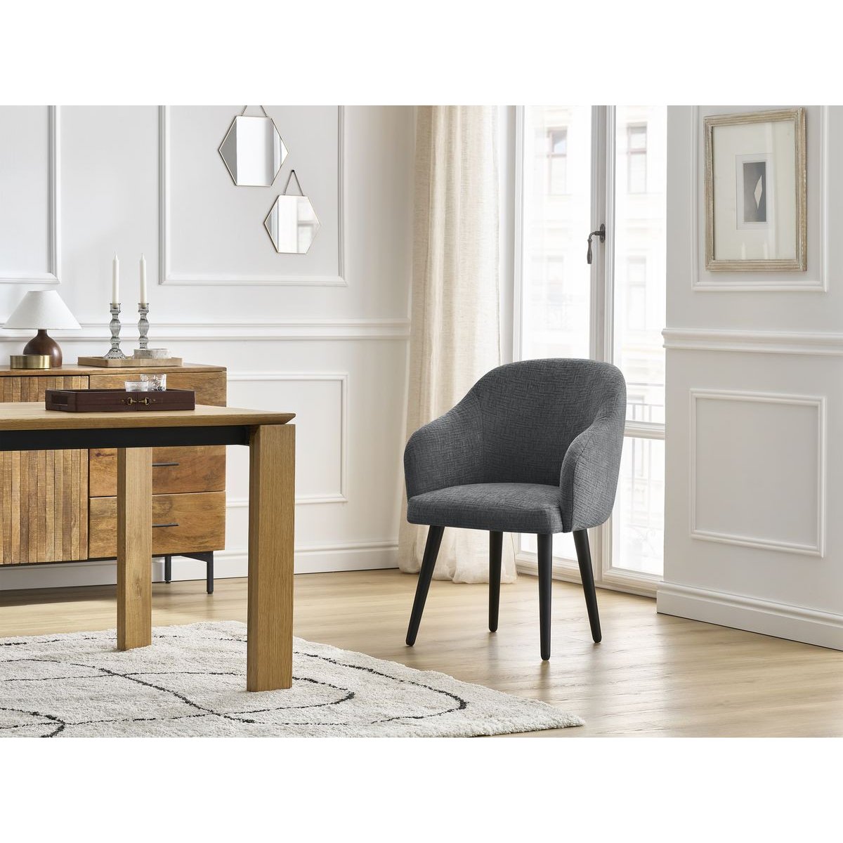 Lot de 4 chaises tissu texturé, SOPHIE multicolore, BOBOCHIC