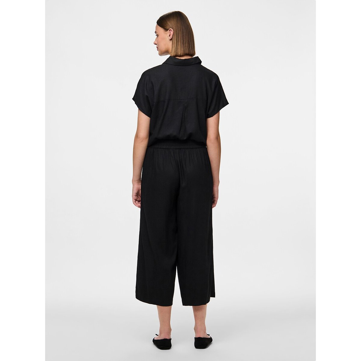 Pantalon fluide large noir, PIECES