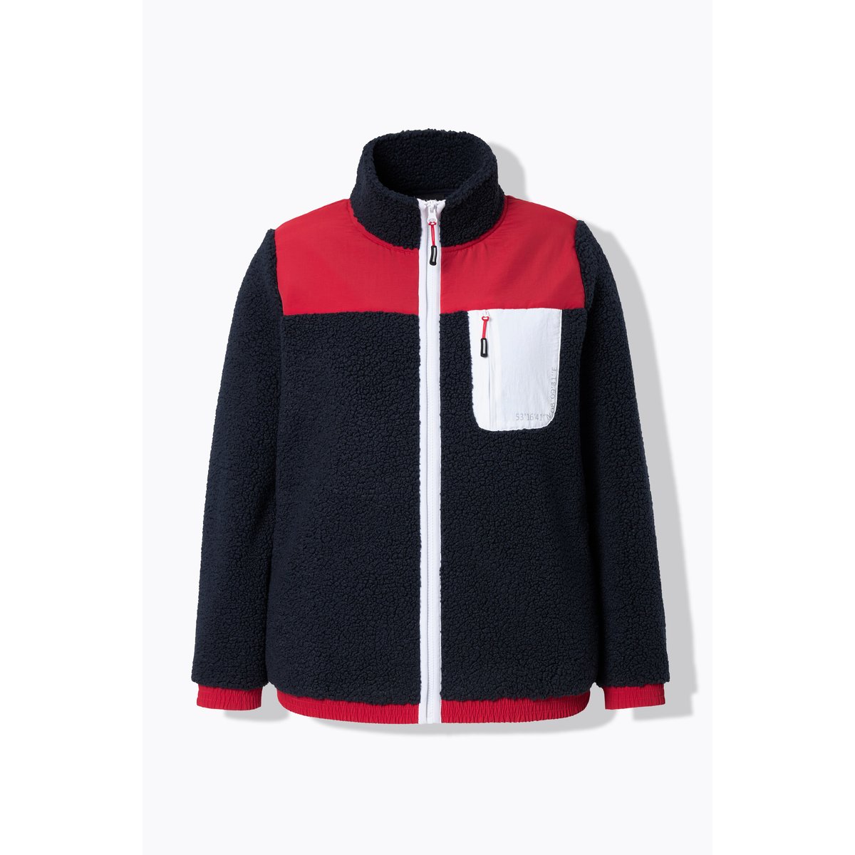 Veste en polaire bouclée avec col montant marine, ULLA POPKEN
