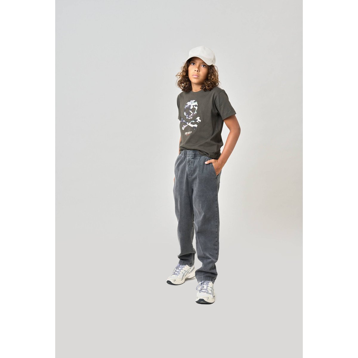 Pantalon relaxed garçon en coton denim GIANO grey, DEELUXE