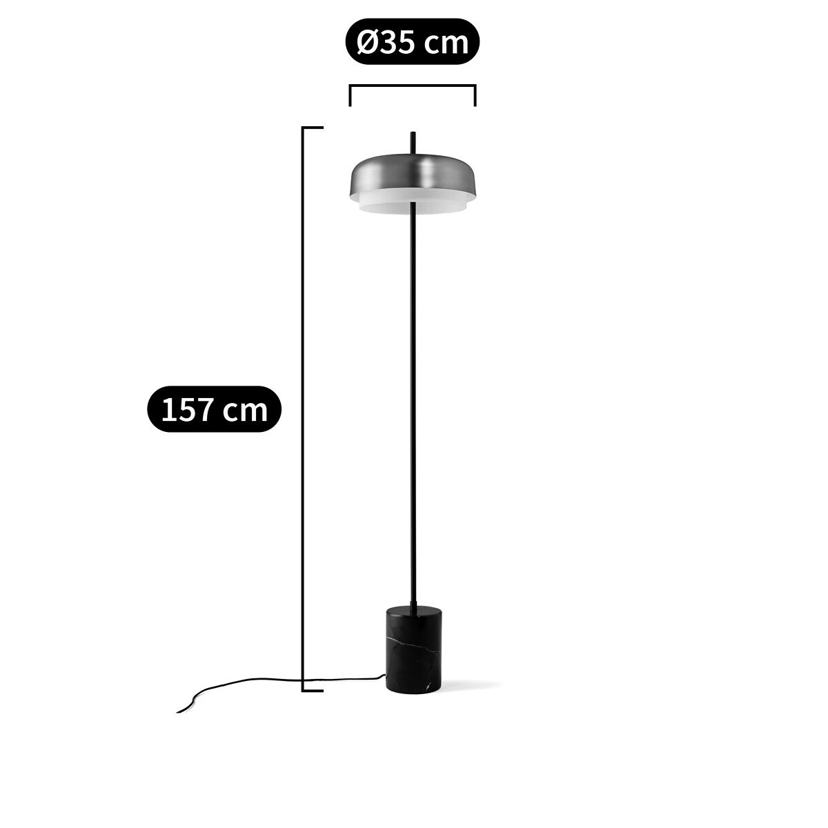 Lampadaire métal fer et marbre, Clepsos moka, AM.PM
