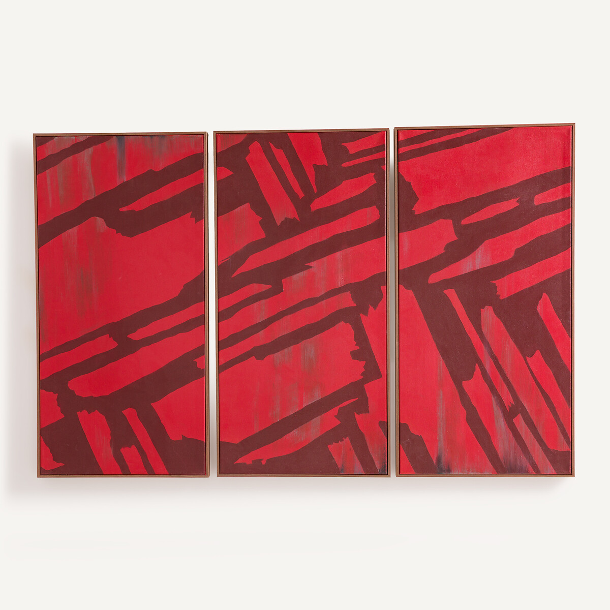 Ensemble de 3 tableaux, peints à la main, Palim rouge, AM.PM