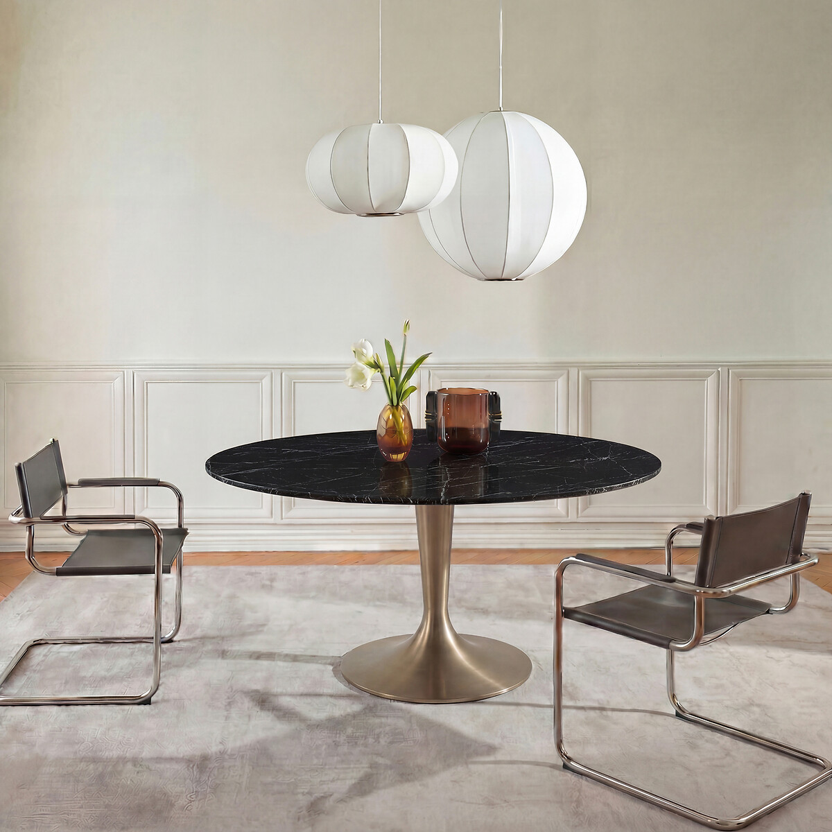 Plateau de table rond marbre diamètre 137 cm, ROUNDO marbre noir, AM.PM