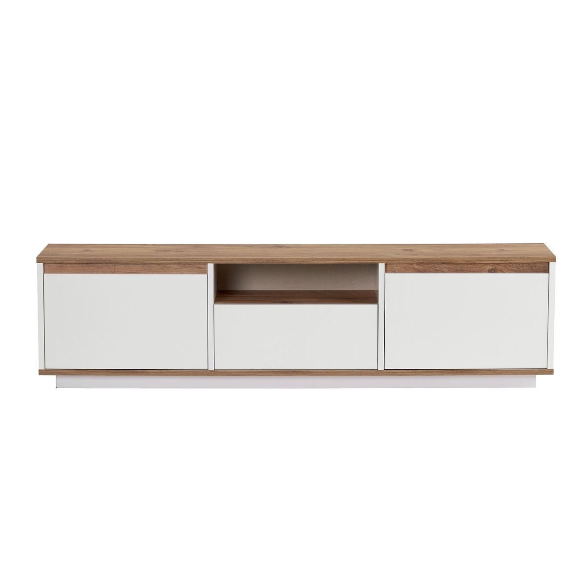 Meuble TV 3 abattants 1 niche - LUME blanc/ pin atlantique, CALICOSY