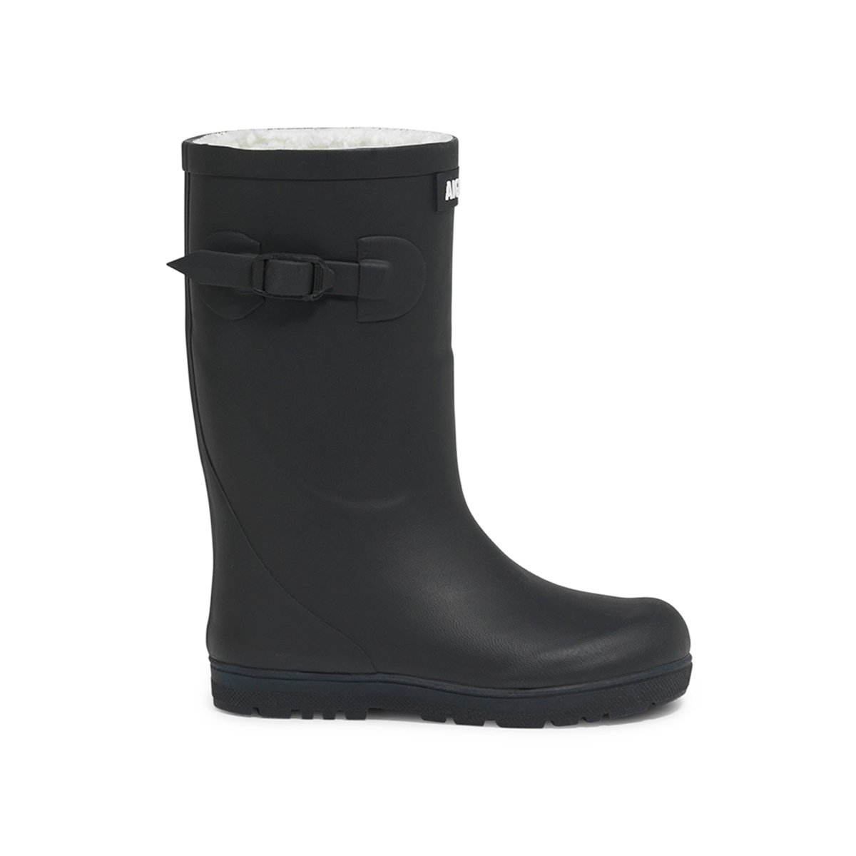 Botte de pluie fourrée à semelle crantée WOODY-POP FUR UNISEX bleu marine, AIGLE