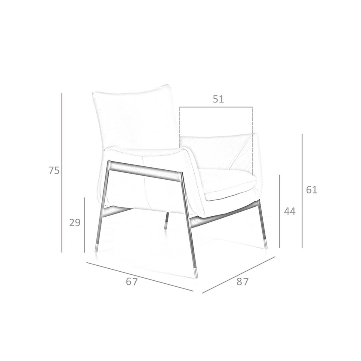 Fauteuil en cuir gris perle gris perle | noir, ANGEL CERDA