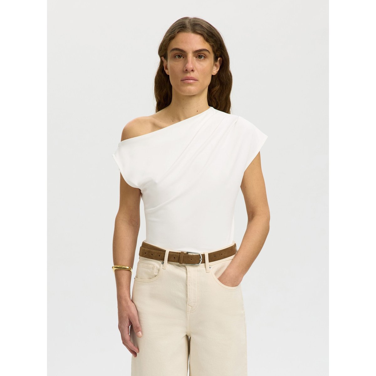 Top À Manches Courtes bright white, SELECTED